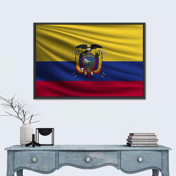 National Flag Of Ecuador Canvas Wall Art-3 Horizontal-Gallery Wrap-25" x 16"-Tiaracle