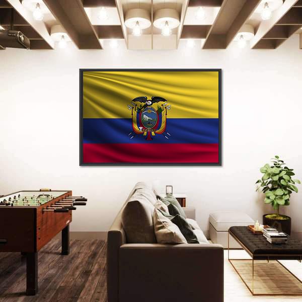 National Flag Of Ecuador Canvas Wall Art-3 Horizontal-Gallery Wrap-25" x 16"-Tiaracle