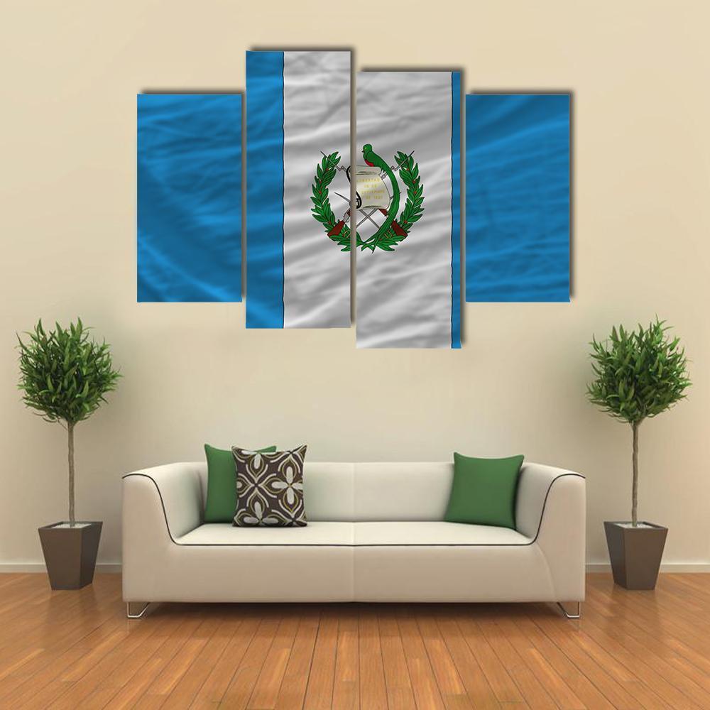 Flag Of Guatemala Canvas Wall Art-4 Pop-Gallery Wrap-50" x 32"-Tiaracle