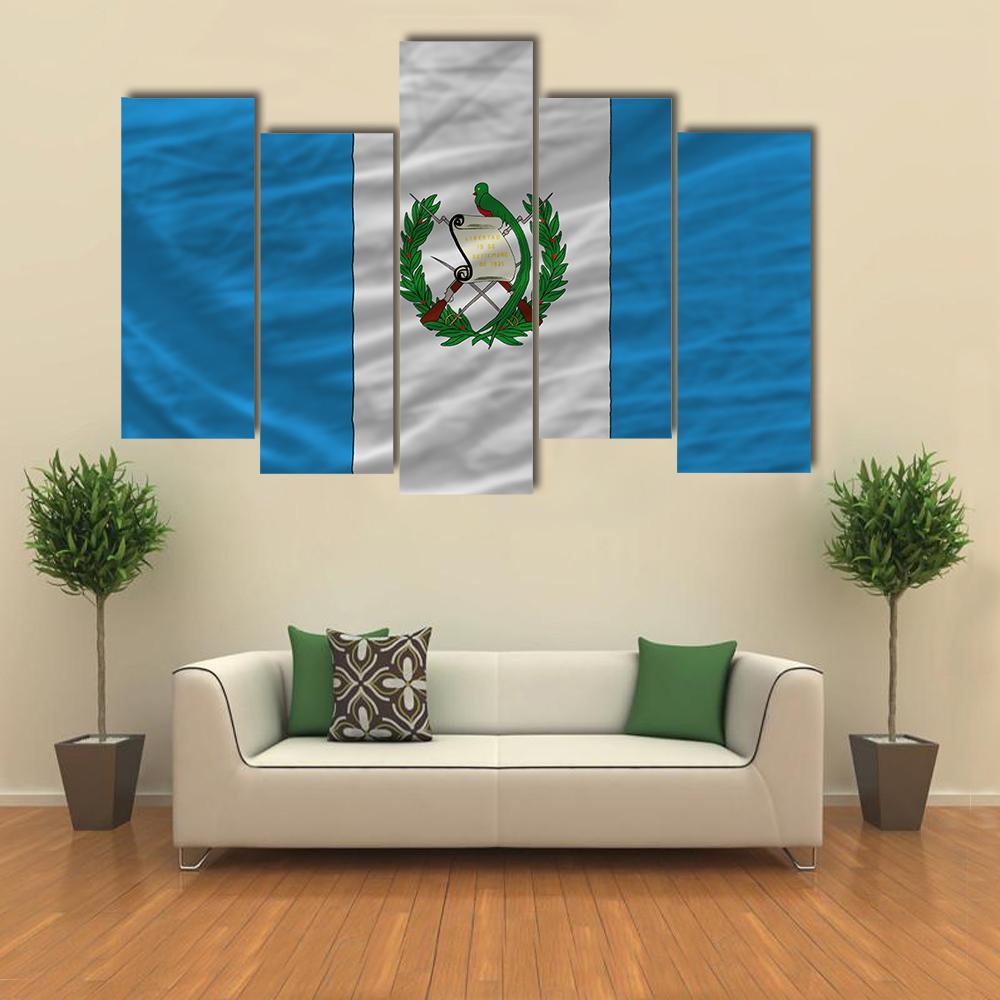 Flag Of Guatemala Canvas Wall Art-5 Pop-Gallery Wrap-47" x 32"-Tiaracle