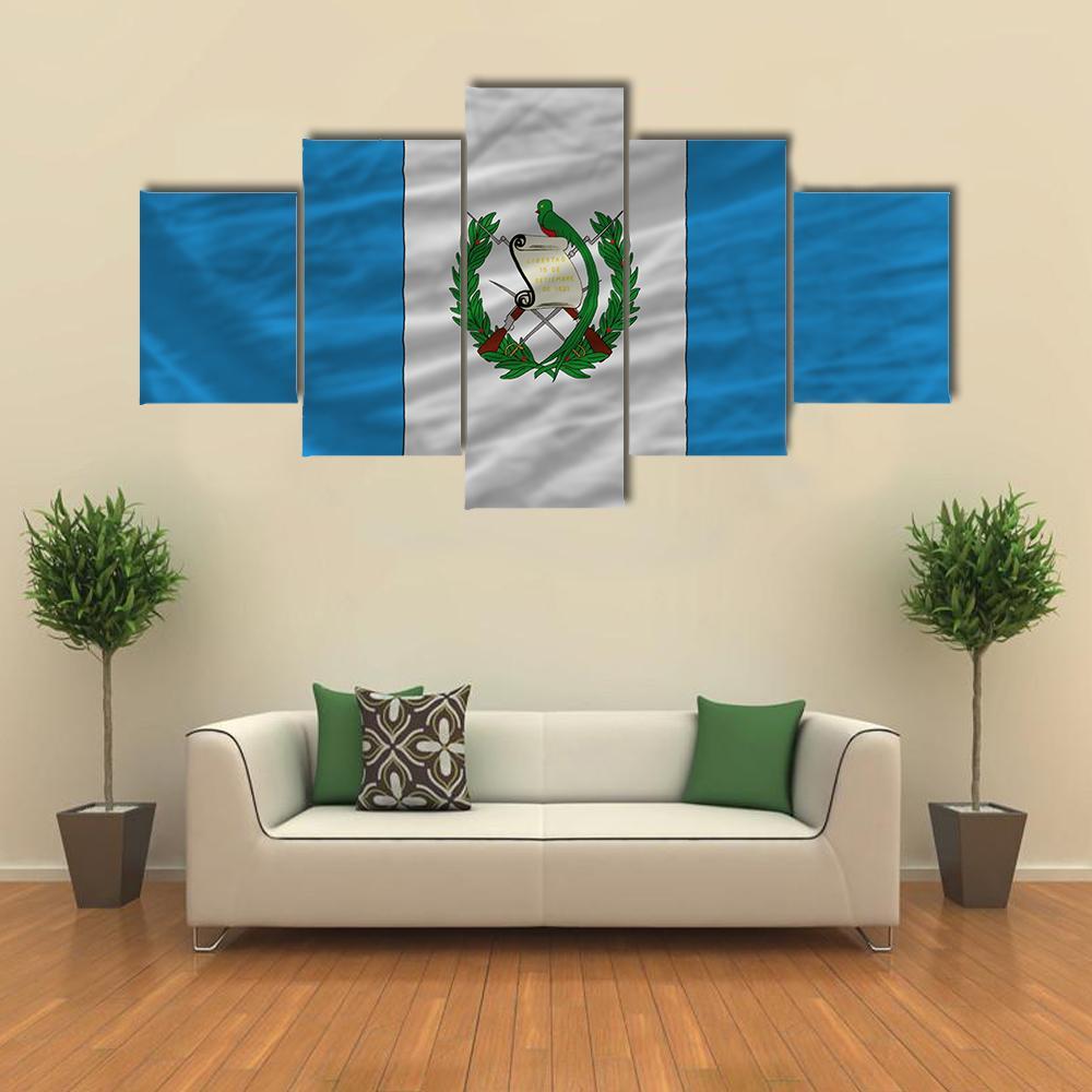 Flag Of Guatemala Canvas Wall Art-5 Star-Gallery Wrap-62" x 32"-Tiaracle