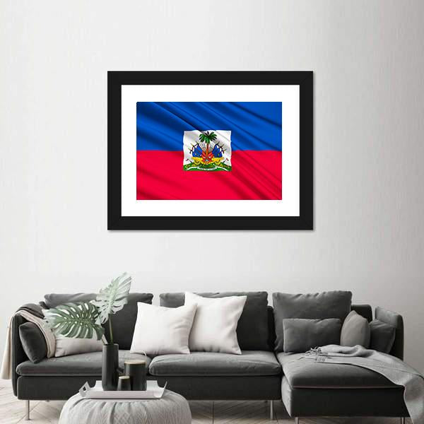 National Flag Of Haiti Canvas Wall Art-1 Piece-Framed Print-20" x 16"-Tiaracle