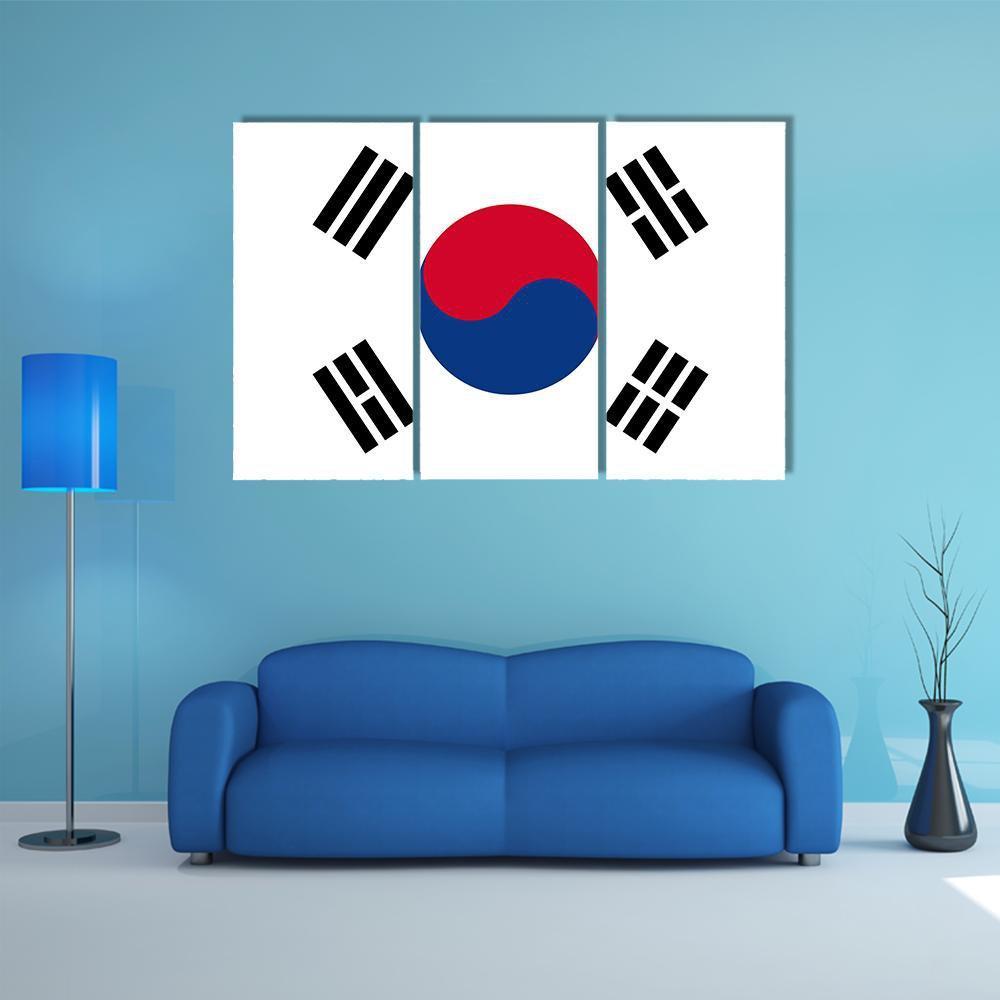 Flag Of South Korea Canvas Wall Art-3 Horizontal-Gallery Wrap-37" x 24"-Tiaracle