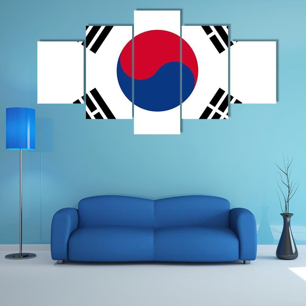 Flag Of South Korea Canvas Wall Art-5 Star-Gallery Wrap-62" x 32"-Tiaracle