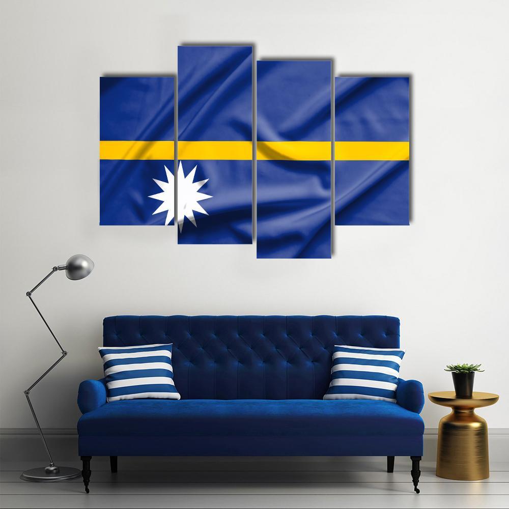 Nauru Flag Canvas Wall Art-4 Pop-Gallery Wrap-50" x 32"-Tiaracle