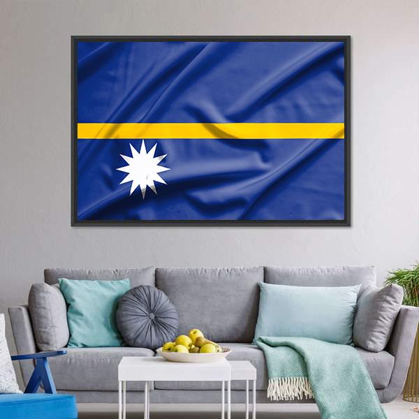 Nauru Flag Canvas Wall Art-3 Horizontal-Gallery Wrap-25" x 16"-Tiaracle