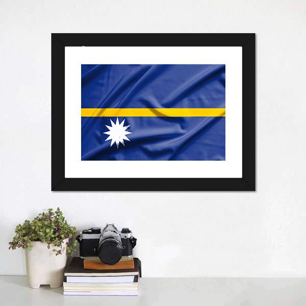 Nauru Flag Canvas Wall Art-1 Piece-Framed Print-20" x 16"-Tiaracle
