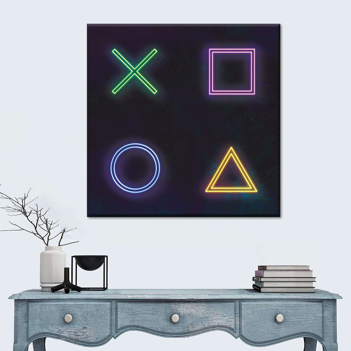 Neon PlayStation Icons Wandkunst