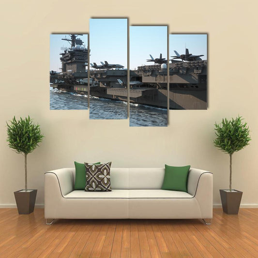 Navy Aircraft Carrier Canvas Wall Art-4 Pop-Gallery Wrap-50" x 32"-Tiaracle