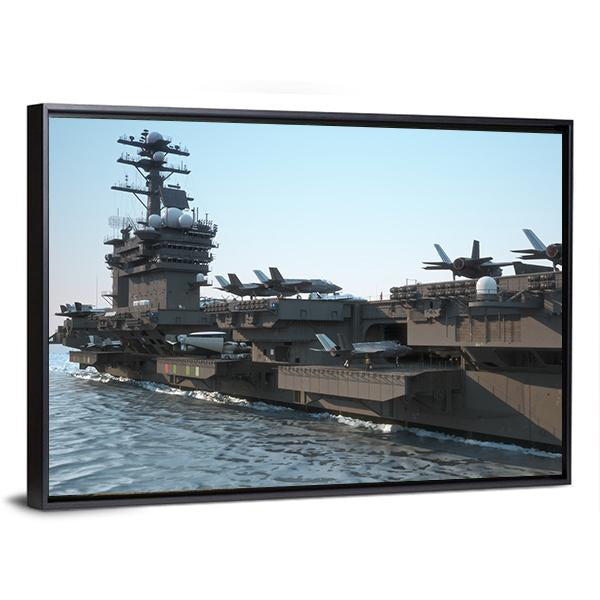 Navy Aircraft Carrier Canvas Wall Art-3 Horizontal-Gallery Wrap-25" x 16"-Tiaracle