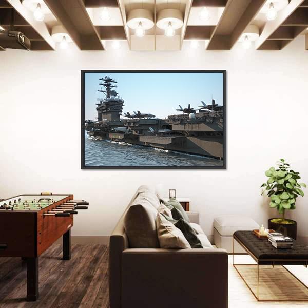 Navy Aircraft Carrier Canvas Wall Art-3 Horizontal-Gallery Wrap-25" x 16"-Tiaracle