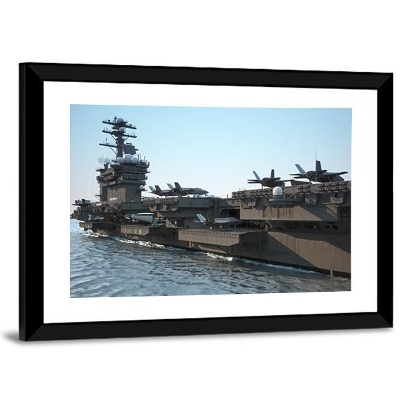Navy Aircraft Carrier Canvas Wall Art-3 Horizontal-Gallery Wrap-25" x 16"-Tiaracle