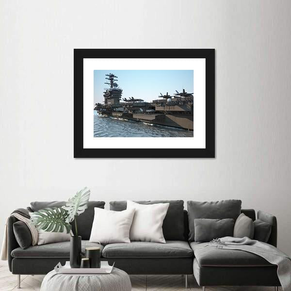 Navy Aircraft Carrier Canvas Wall Art-3 Horizontal-Gallery Wrap-25" x 16"-Tiaracle
