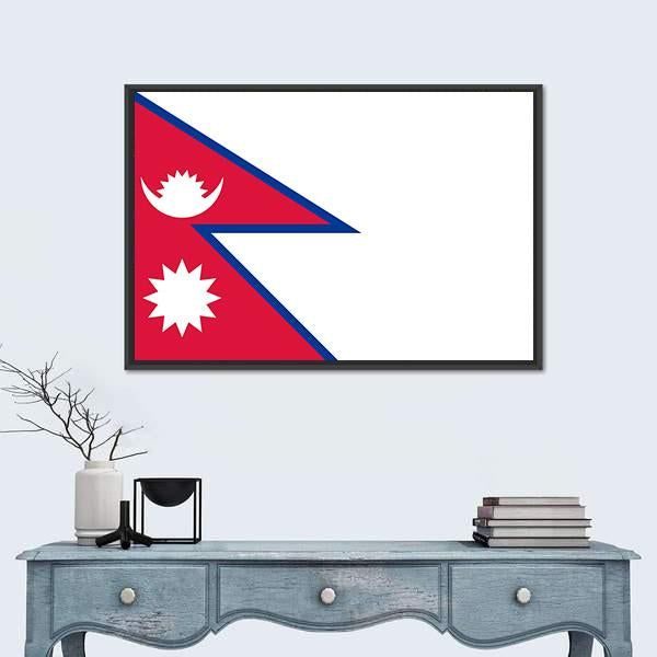 Nepal Flag Canvas Wall Art-1 Piece-Floating Frame-24" x 16"-Tiaracle