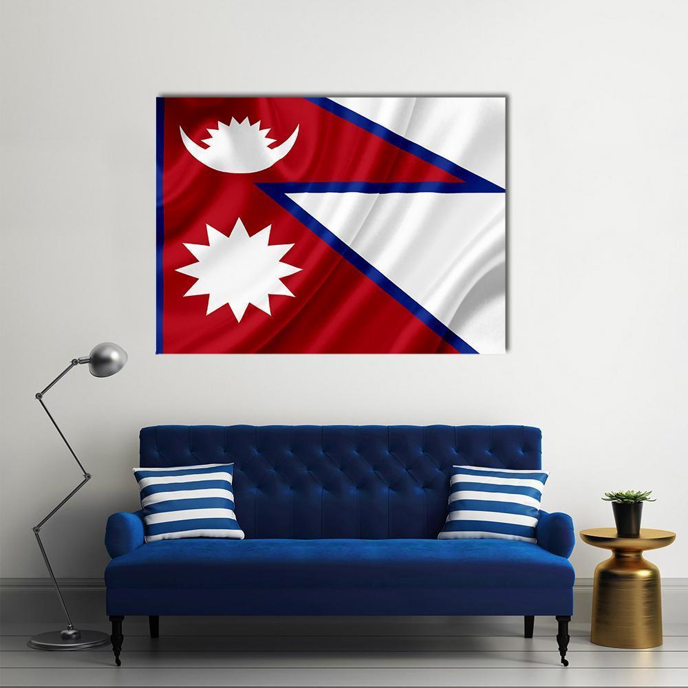 Nepal Waving Flag Canvas Wall Art-1 Piece-Gallery Wrap-48" x 32"-Tiaracle