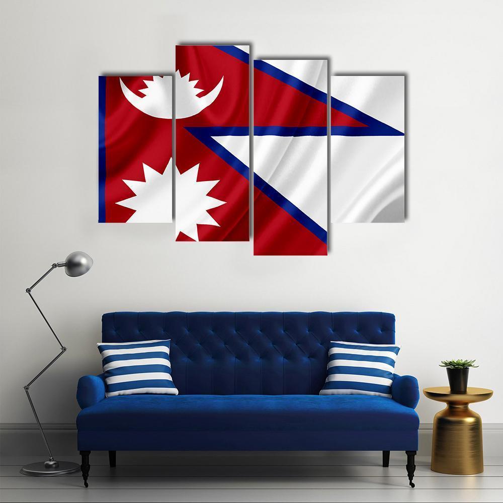 Nepal Waving Flag Canvas Wall Art-4 Pop-Gallery Wrap-50" x 32"-Tiaracle