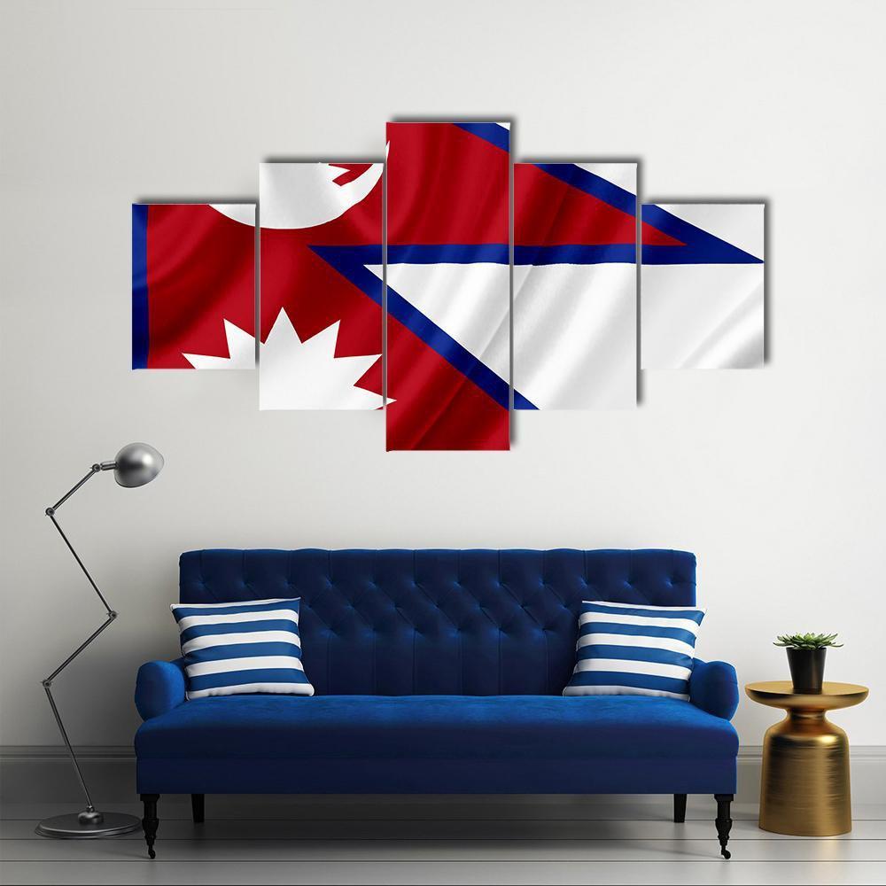Nepal Waving Flag Canvas Wall Art-5 Star-Gallery Wrap-62" x 32"-Tiaracle
