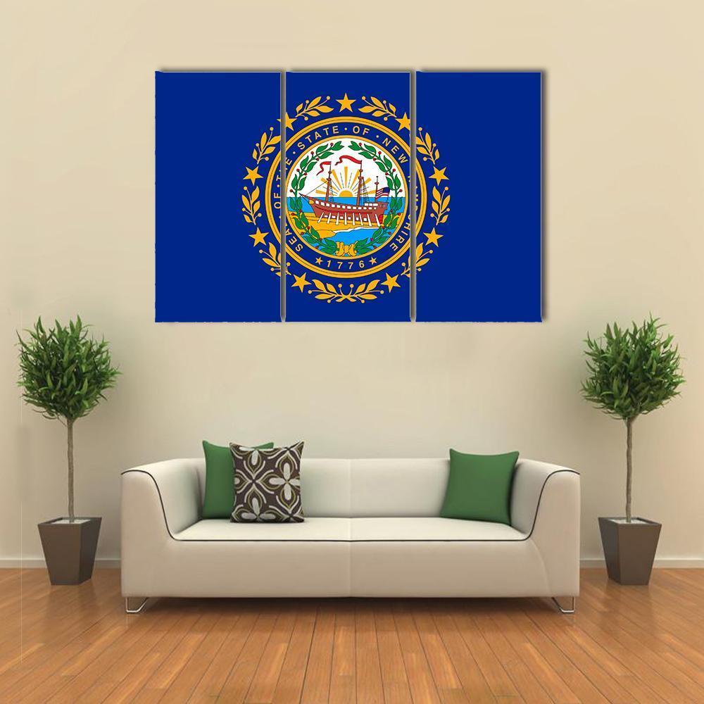 New Hampshire Flag Canvas Wall Art-3 Horizontal-Gallery Wrap-37" x 24"-Tiaracle