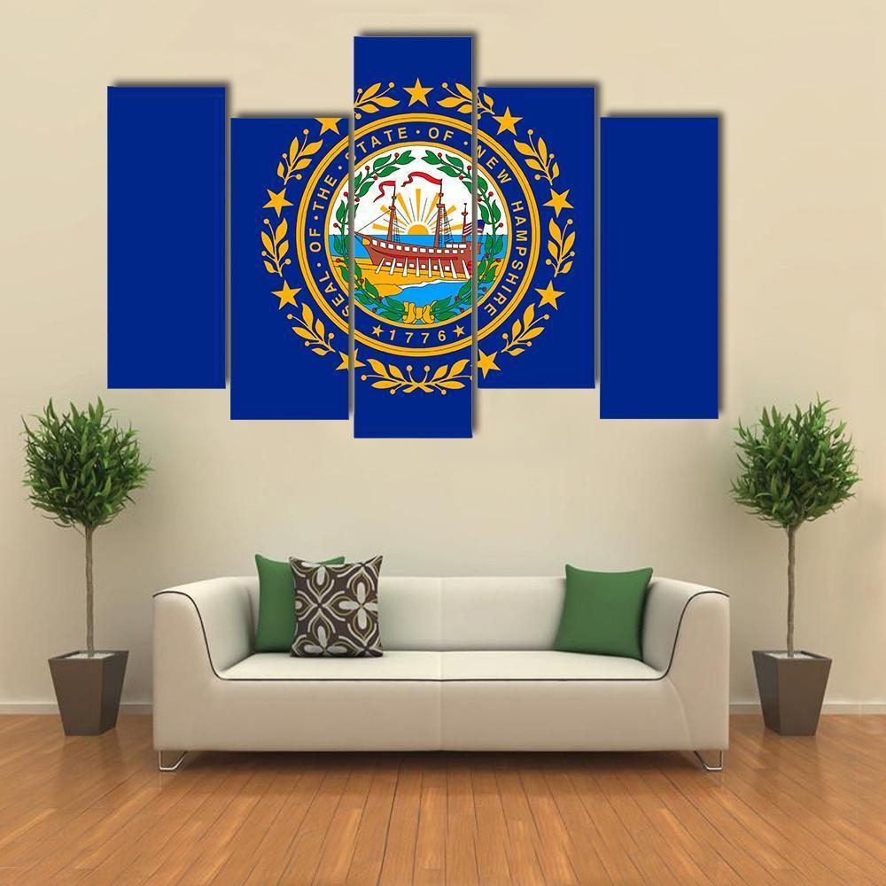 New Hampshire Flag Canvas Wall Art-5 Pop-Gallery Wrap-47" x 32"-Tiaracle