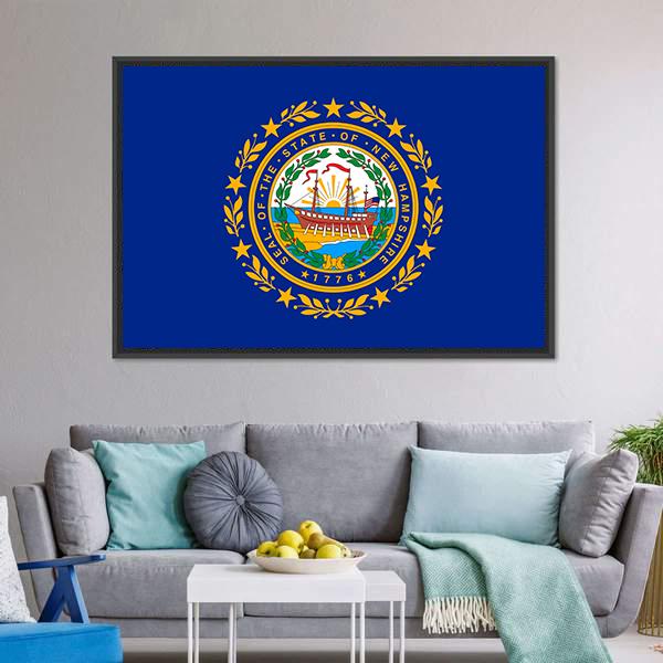 New Hampshire Flag Canvas Wall Art-3 Horizontal-Gallery Wrap-25" x 16"-Tiaracle