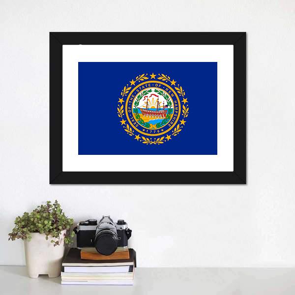 New Hampshire Flag Canvas Wall Art-1 Piece-Framed Print-20" x 16"-Tiaracle