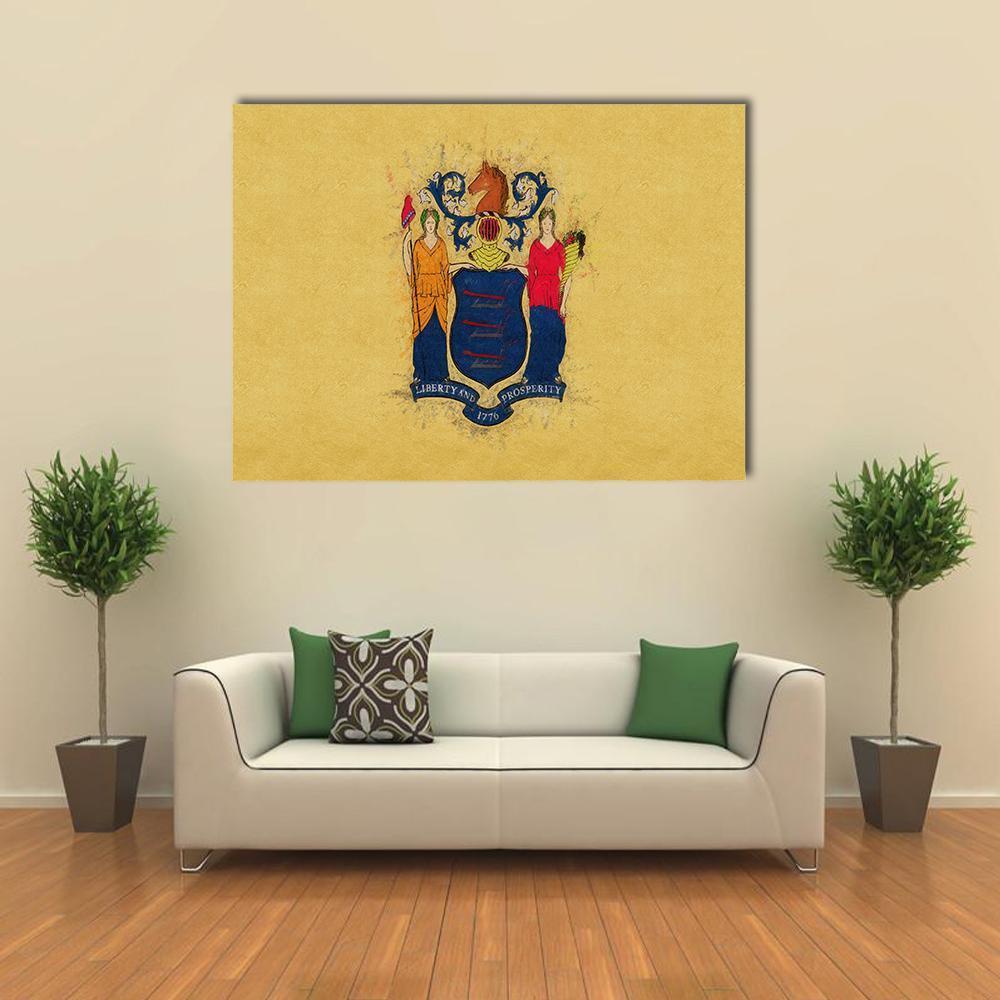 New Jersey Flag Canvas Wall Art-1 Piece-Gallery Wrap-48" x 32"-Tiaracle