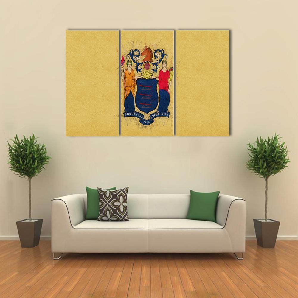 New Jersey Flag Canvas Wall Art-3 Horizontal-Gallery Wrap-37" x 24"-Tiaracle