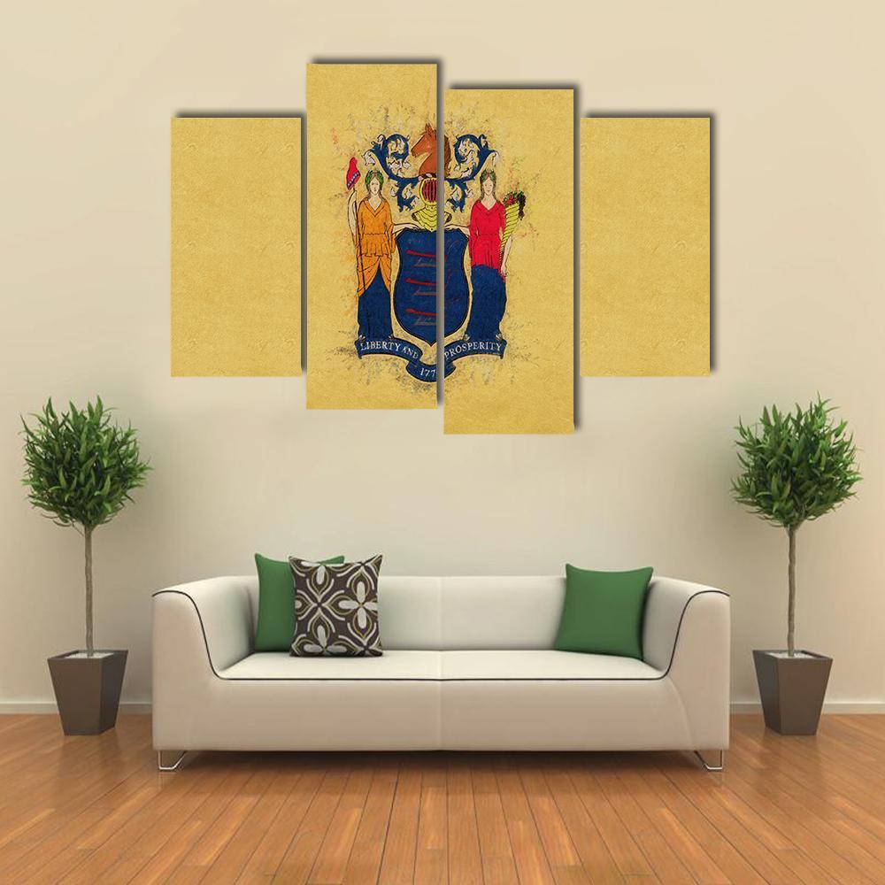 New Jersey Flag Canvas Wall Art-4 Pop-Gallery Wrap-50" x 32"-Tiaracle