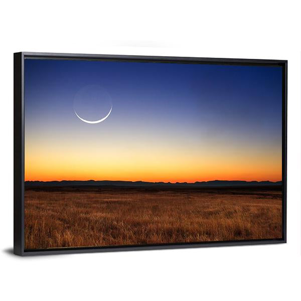 New Moon At Sunset Canvas Wall Art-3 Horizontal-Gallery Wrap-25" x 16"-Tiaracle