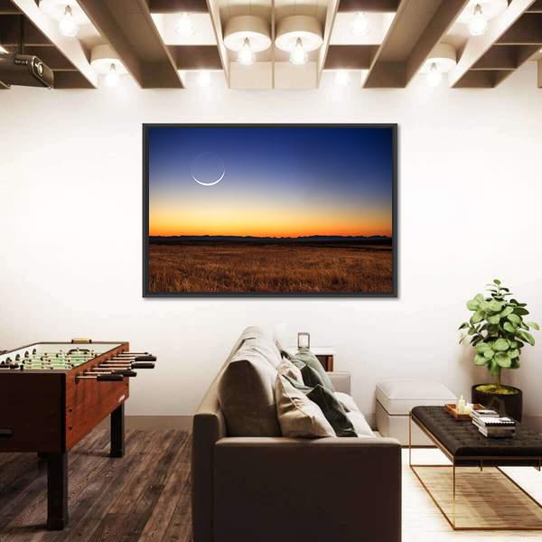 New Moon At Sunset Canvas Wall Art-3 Horizontal-Gallery Wrap-25" x 16"-Tiaracle