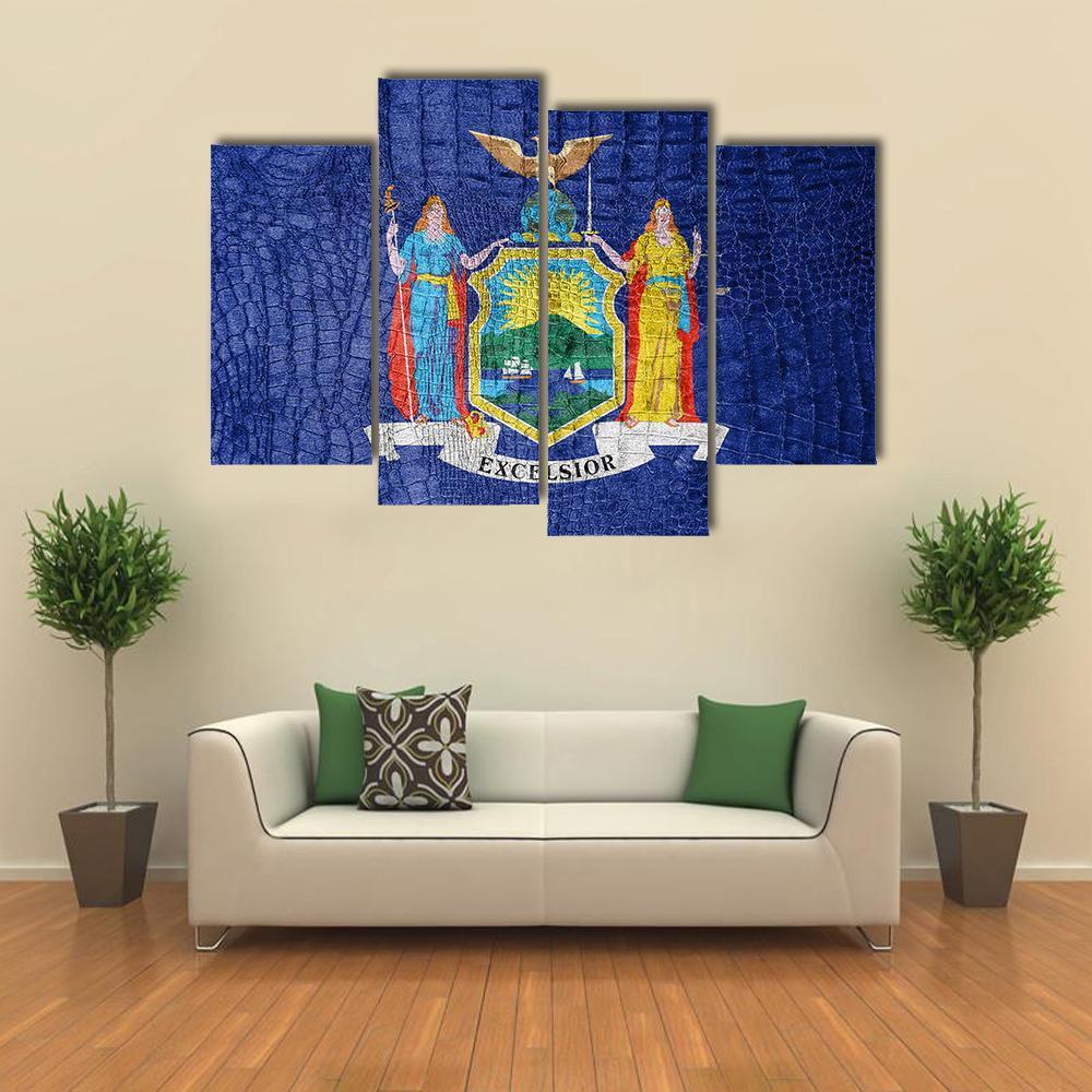 New York Flag Canvas Wall Art-4 Pop-Gallery Wrap-50" x 32"-Tiaracle