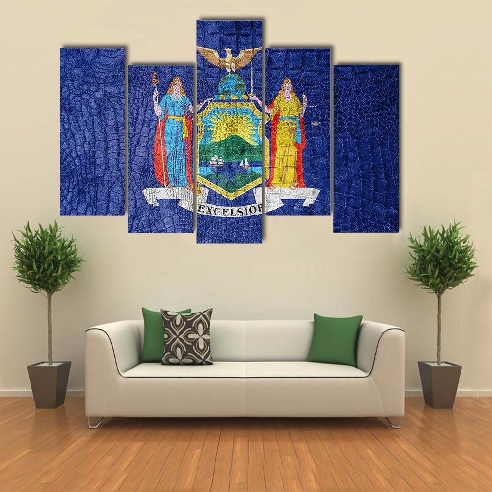 New York Flag Canvas Wall Art-5 Pop-Gallery Wrap-47" x 32"-Tiaracle