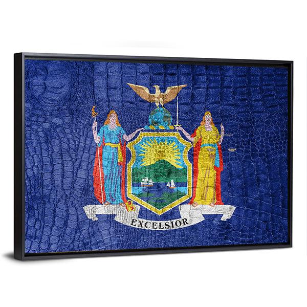 New York Flag Canvas Wall Art-3 Horizontal-Gallery Wrap-25" x 16"-Tiaracle