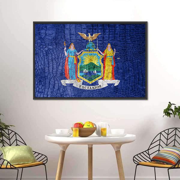 New York Flag Canvas Wall Art-3 Horizontal-Gallery Wrap-25" x 16"-Tiaracle