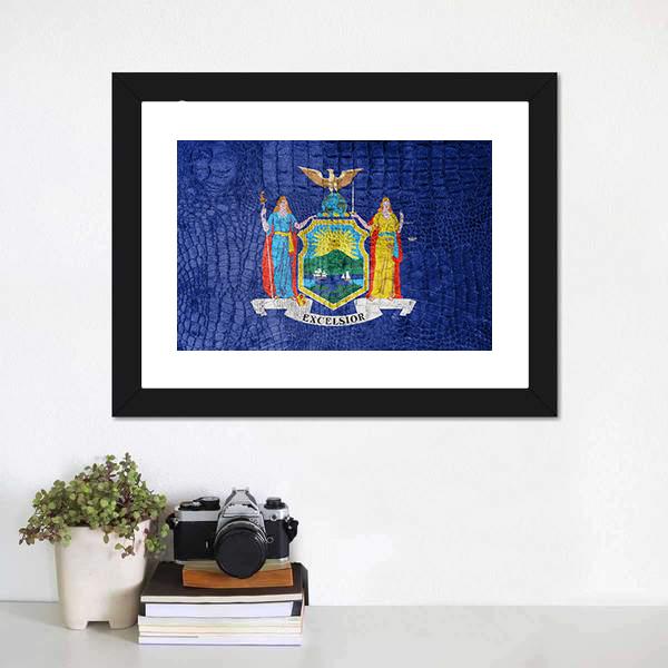 New York Flag Canvas Wall Art-1 Piece-Framed Print-20" x 16"-Tiaracle
