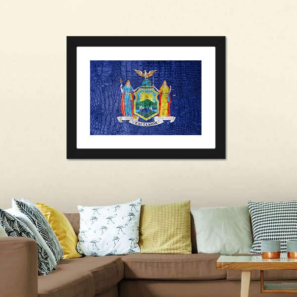 New York Flag Canvas Wall Art-3 Horizontal-Gallery Wrap-25" x 16"-Tiaracle