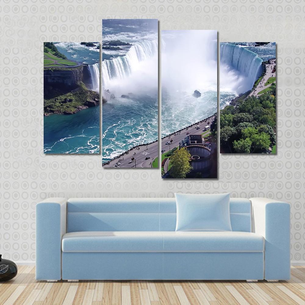 Niagara Falls In Ontario Canvas Wall Art-4 Pop-Gallery Wrap-50" x 32"-Tiaracle