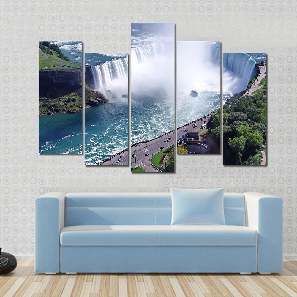 Niagara Falls In Ontario Canvas Wall Art-5 Pop-Gallery Wrap-47" x 32"-Tiaracle