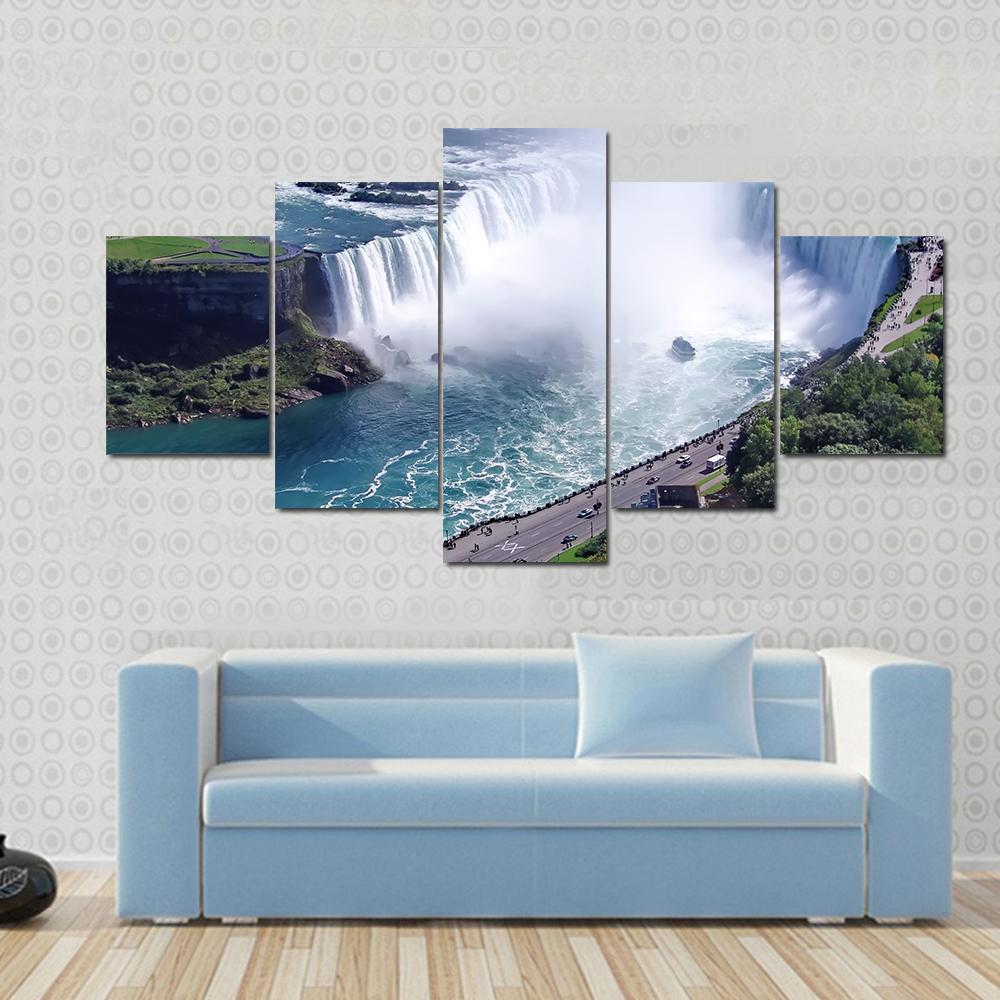 Niagara Falls In Ontario Canvas Wall Art-5 Star-Gallery Wrap-62" x 32"-Tiaracle