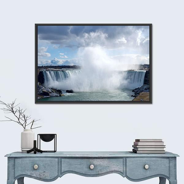 Niagara Falls From Canadian Bank Canvas Wall Art-1 Piece-Floating Frame-24" x 16"-Tiaracle