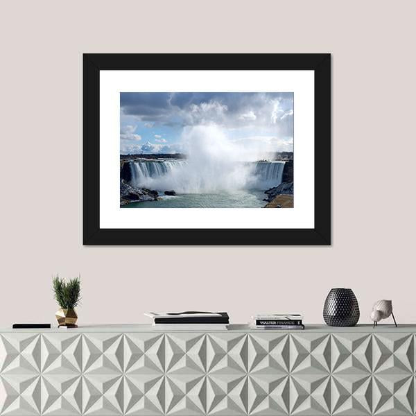 Niagara Falls From Canadian Bank Canvas Wall Art-1 Piece-Framed Print-20" x 16"-Tiaracle