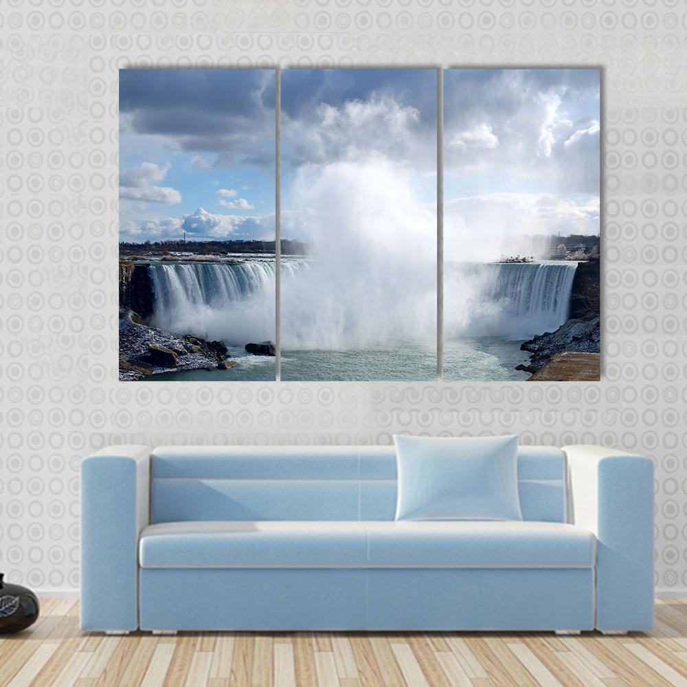 Niagara Falls From Canadian Bank Canvas Wall Art-3 Horizontal-Gallery Wrap-37" x 24"-Tiaracle