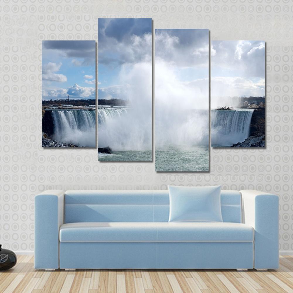 Niagara Falls From Canadian Bank Canvas Wall Art-4 Pop-Gallery Wrap-50" x 32"-Tiaracle