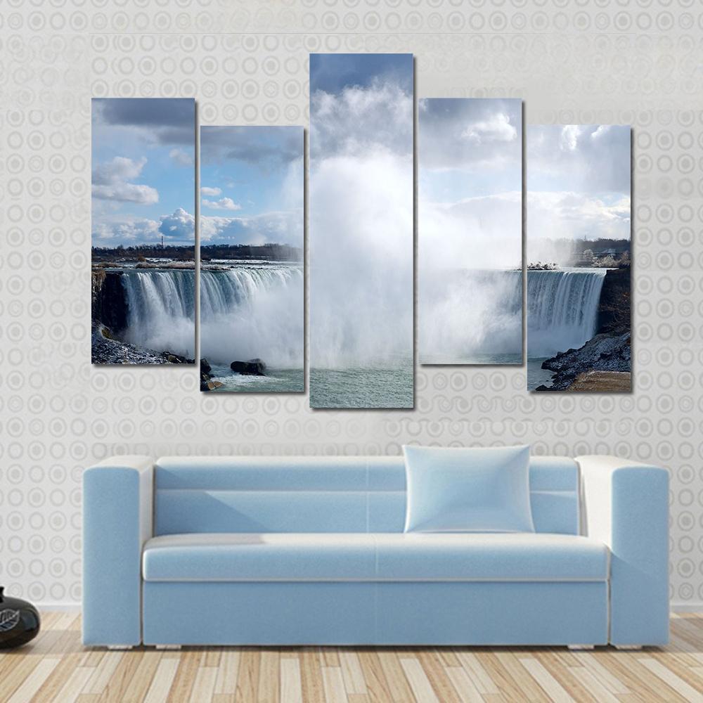 Niagara Falls From Canadian Bank Canvas Wall Art-5 Pop-Gallery Wrap-47" x 32"-Tiaracle