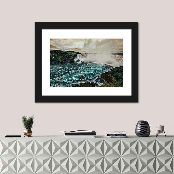 Niagara Falls From Canadian Side Canvas Wall Art-1 Piece-Framed Print-20" x 16"-Tiaracle