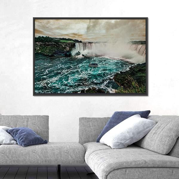 Niagara Falls From Canadian Side Canvas Wall Art-3 Horizontal-Gallery Wrap-25" x 16"-Tiaracle