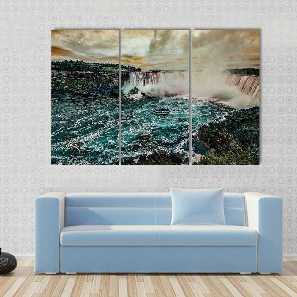 Niagara Falls From Canadian Side Canvas Wall Art-3 Horizontal-Gallery Wrap-37" x 24"-Tiaracle