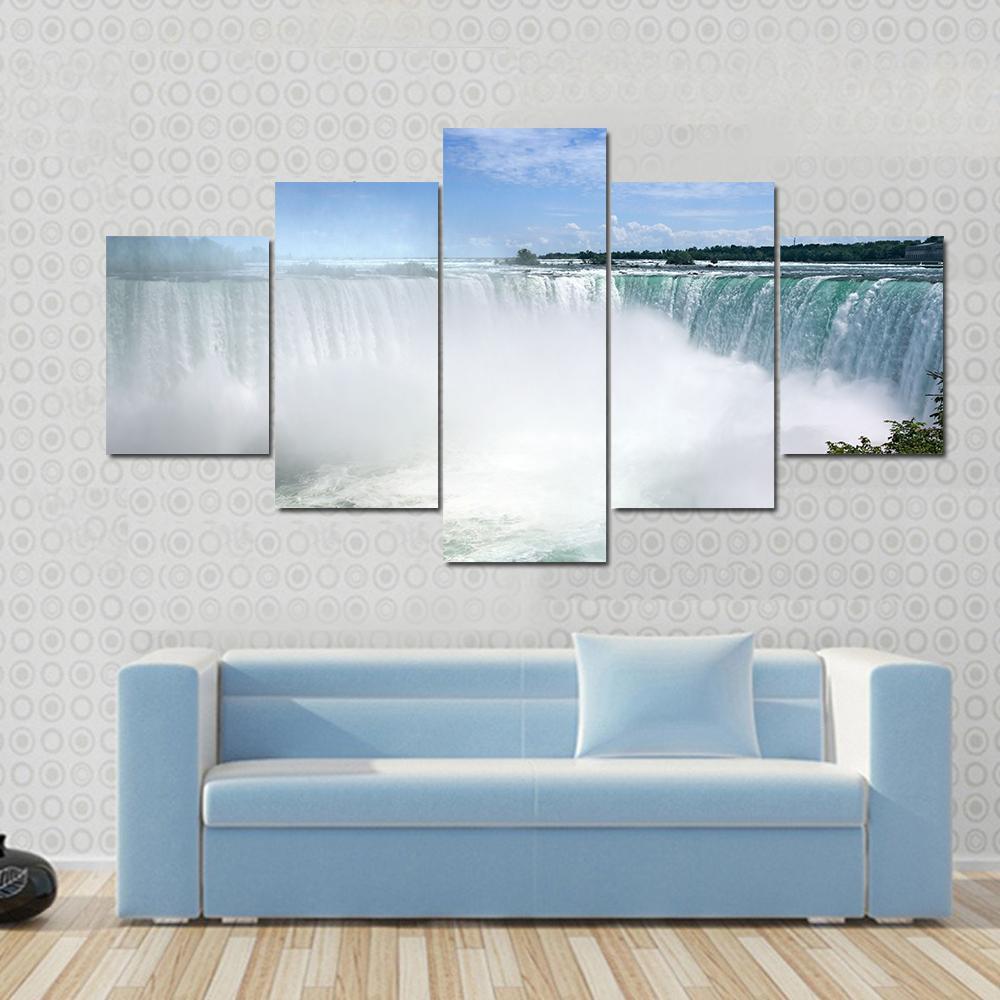 Niagara Falls From The Canadian Side Canvas Wall Art-5 Star-Gallery Wrap-62" x 32"-Tiaracle