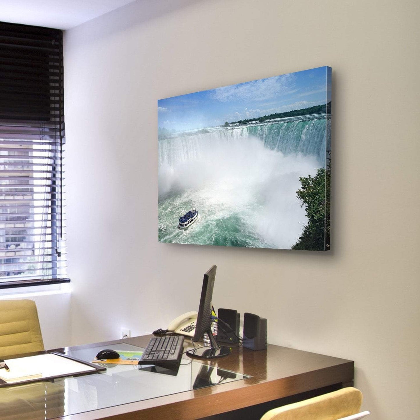 Niagara Falls From The Canadian Side Canvas Wall Art-3 Horizontal-Gallery Wrap-25" x 16"-Tiaracle