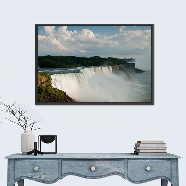 Niagara Falls From US Side Canvas Wall Art-1 Piece-Floating Frame-24" x 16"-Tiaracle